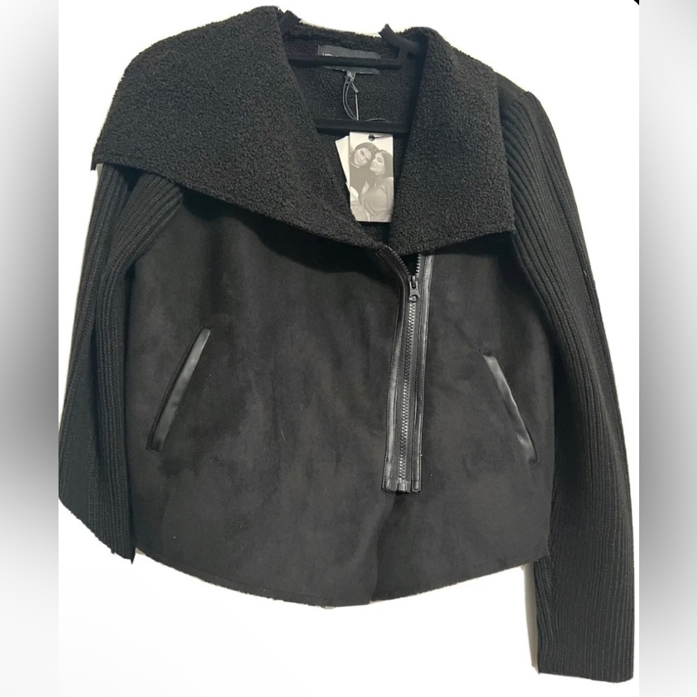 Kendall & Kylie Faux Leather Moto Jacket Coat Retro Black trendy Medium .